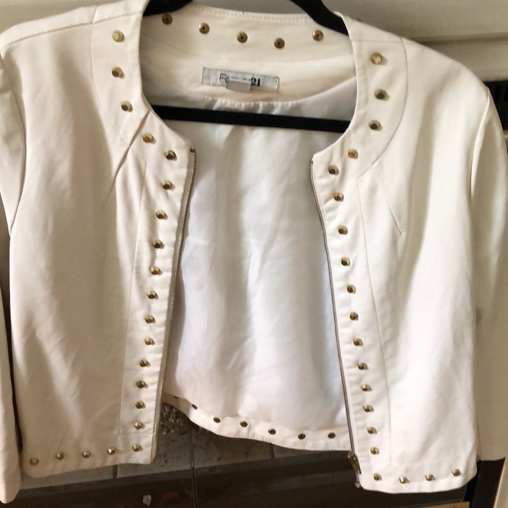 Fake leather crop jacket